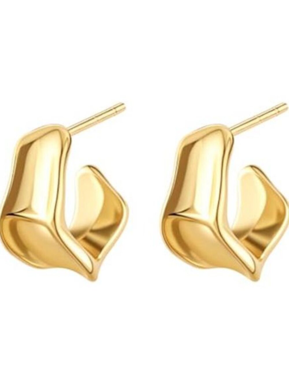 Chunky Gold Hoop Earrings for Women 14K Gold/Silver Plated Statement Geometric
